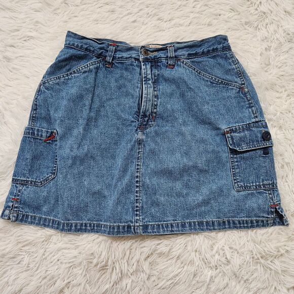 Faded Glory Juniors Vintage Y2K Denim Jean Cargo Pocket Mini Skort Sz 10‎ - Picture 1 of 8